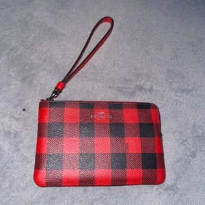 Coach Corner Zip Plaid Purse